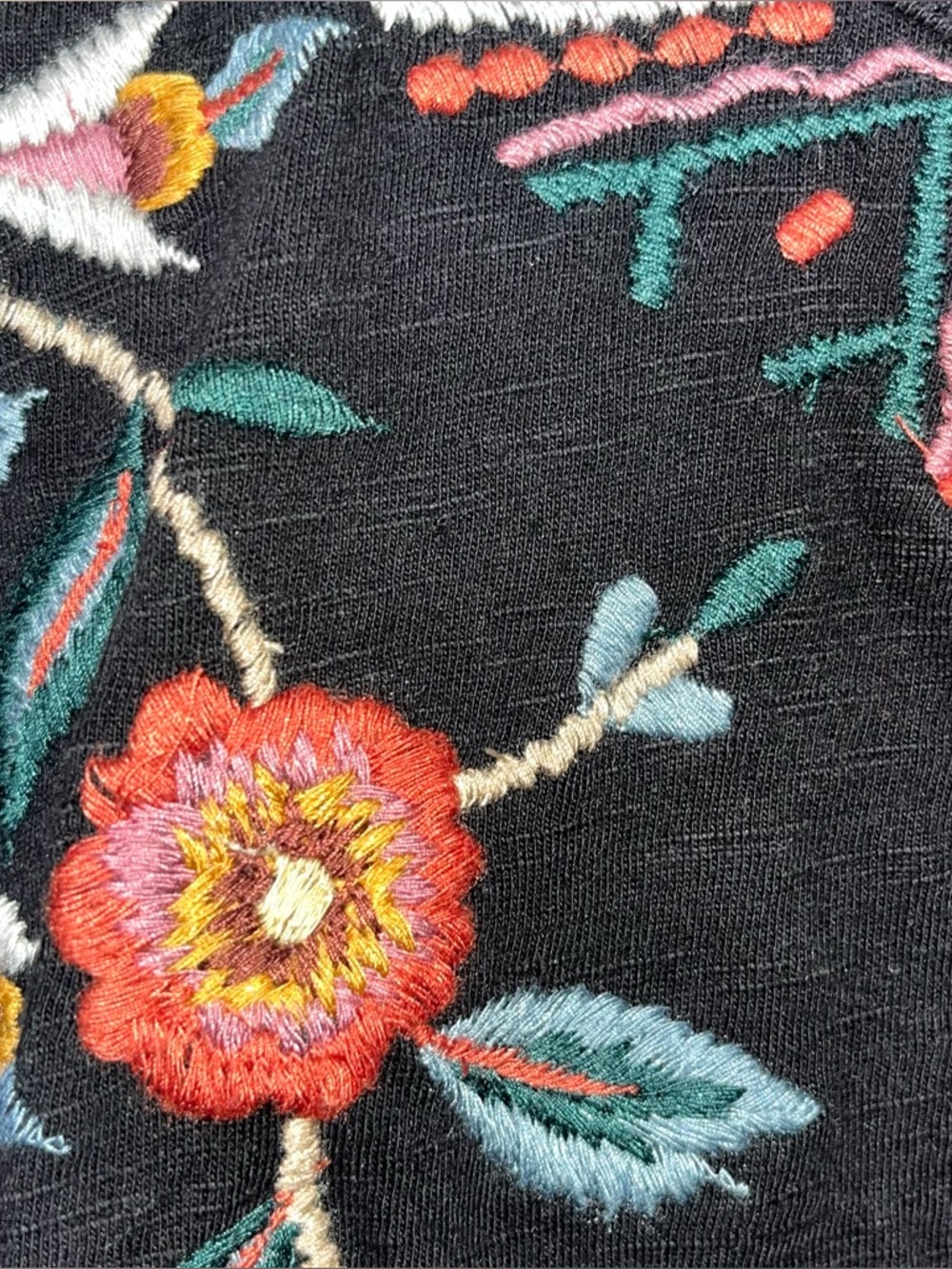 Caite "Isa" Black Embroidered Boho Peasant Blouse Cotton Folk Art Tunic XL - Picture 9 of 13